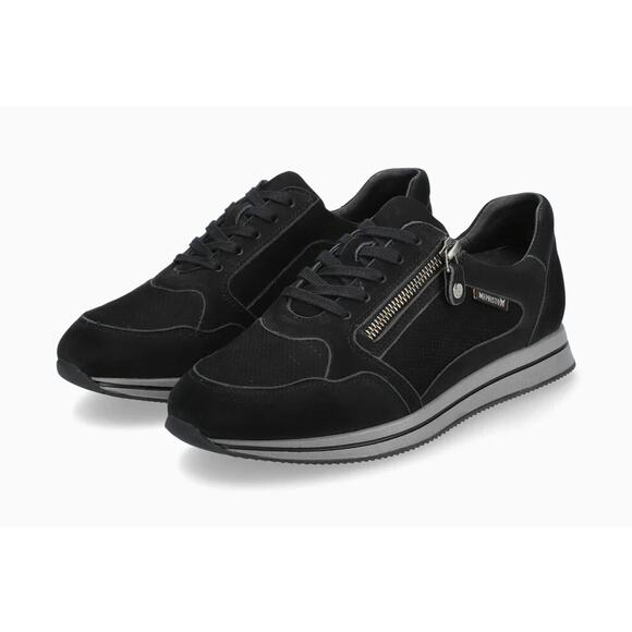 Mephisto Womens Leenie Leather Sneaker - Black Bucksoft NEW